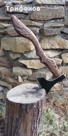 Скандинавска брадва, викинг с резбована дръжка "ОРЕЛ" - ръчна изработка, снимка 3 - Колекции - 30567650