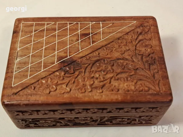 дървена кутия за бижута дърворезба 7/5, снимка 2 - Антикварни и старинни предмети - 49867917