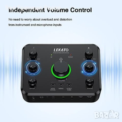 Нов LEKATO LP-1 Аудио Интерфейс Bluetooth Студийно Качество Подкастинг, снимка 6 - Аудиосистеми - 44178150