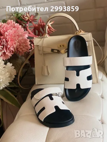 HERMES CHYPRE sandals 36-38.5 сандали ЕРМЕС бели, снимка 11 - Чехли - 55740466