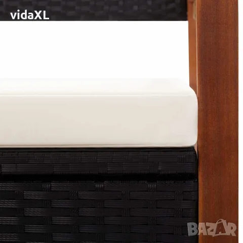 vidaXL Пейка с място за съхранение 115 см полиратан акация масив черна, снимка 5 - Градински мебели, декорация  - 56147686