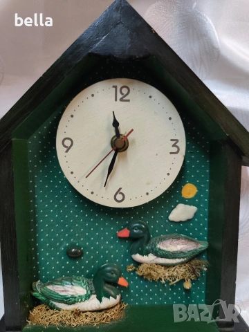 Уникален стенен часовник тип „shadow box“ в битов стил с патици, снимка 3 - Антикварни и старинни предмети - 54244095