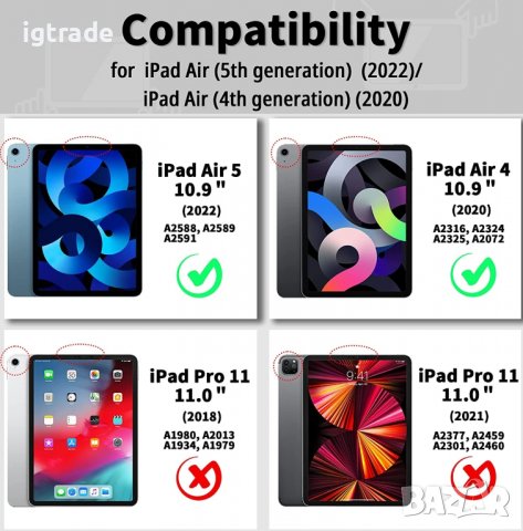 iPad Air 5 2022 / Air 4 2020 - A2588 / A2589 / A2591 / A2324 / A2072 / A2316 / A2325 10.9 инча калъф, снимка 2 - Аксесоари за Apple - 39286585