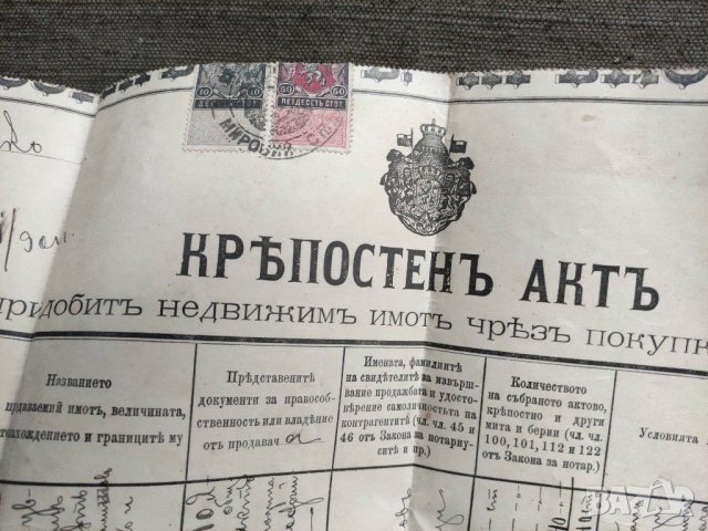 Продавам стар крепостен акт от 1904 г. Софийско Новоселци, снимка 2 - Други ценни предмети - 31474346