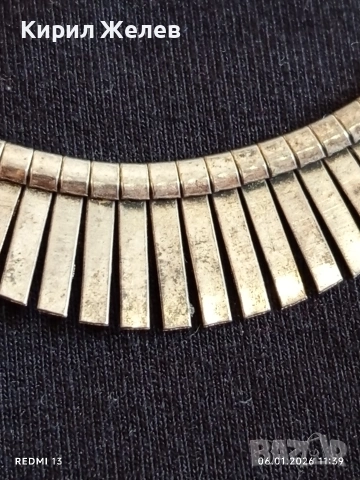 Винтидж сребърно колие тип яка стил КЛЕОПАТРА ювелирна изработка 52388, снимка 5 - Колиета, медальони, синджири - 53004436