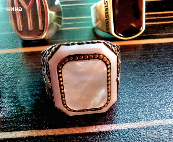 Сребърни .925 мъжки пръстена х 5 масивни модели с камъни, снимка 5 - Други - 51079653