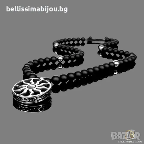 Мъжки Гердан от Оникс и Стоманена Висулка