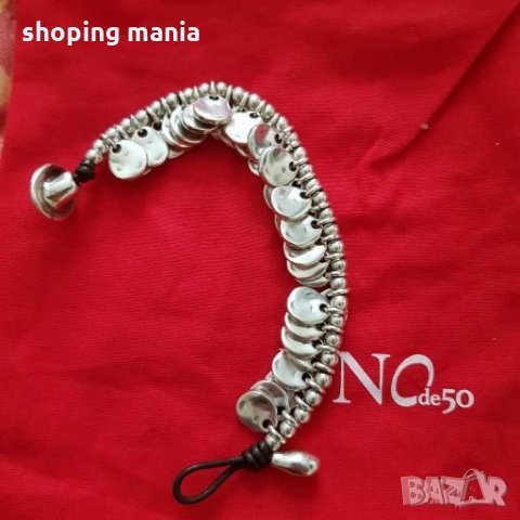 Гривна сребро и кожа, UNOde50, снимка 2 - Гривни - 30481516