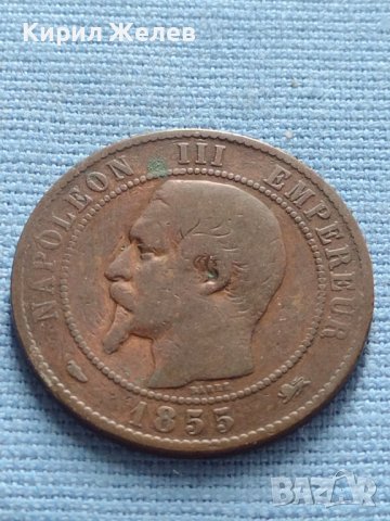 Рядка монета 10 сантима 1855г. Франция Наполеон трети за КОЛЕКЦИЯ 30434, снимка 7 - Нумизматика и бонистика - 42682970