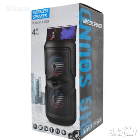 Преносима Bluetooth тонколона, KTX-1259 двоен 4-инчов говорител