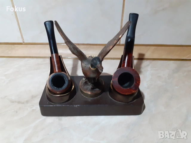 Уникална и невероятна метална поставка за две лули с патица, снимка 3 - Антикварни и старинни предмети - 53340693