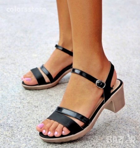 Сандали на ток - черни - K1912401, снимка 3 - Сандали - 36029395
