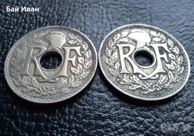 Стара монета 25 сантима 1927 г. и 1929 г. Франция - красиви !, снимка 11 - Нумизматика и бонистика - 42219448