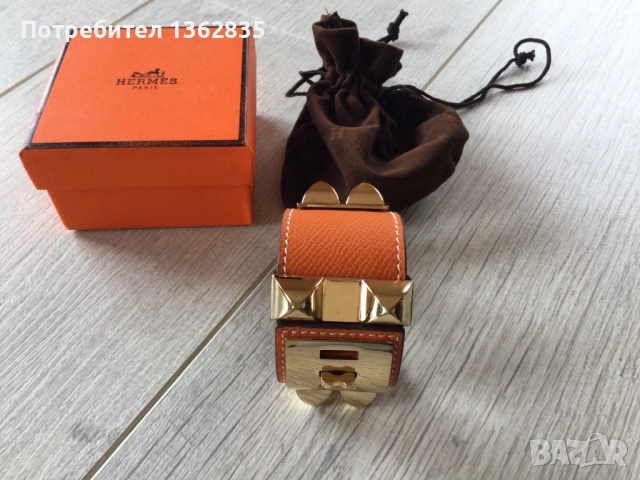 НОВА оранжева гривна от естествена кожа HERMES Paris Collier de Chien , снимка 6 - Гривни - 54033291