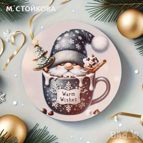 Големи дървени магнитчета за Коледа - гномове, снимка 4 - Декорация за дома - 51622520