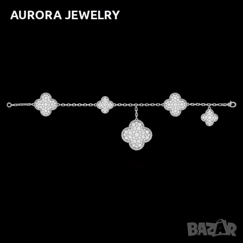 Van Cleef & Arpels VCA Silver Diamond Magic Alhambra Дамска Гривна, снимка 4 - Гривни - 53243205