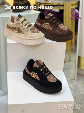Gucci Стилни Дамски Маратонки С Дебела Подметка И Златисто Лого👟Дамски Спортни Обувки Код SEM-952