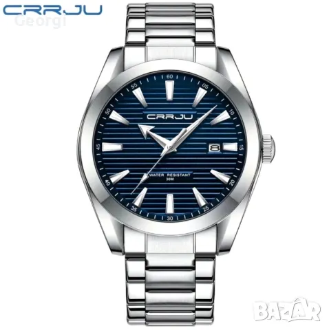 Мъжки елегантен бизнес кварцов часовник CRRJU* Сребрист с метална каишка!!, снимка 10 - Мъжки - 49572479
