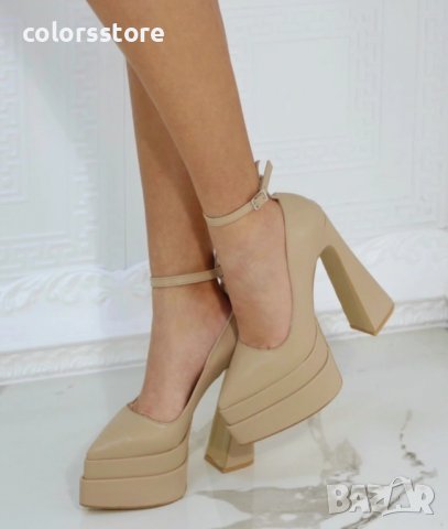 Обувки на ток - бежова кожа - VT2