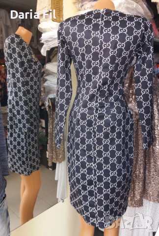 Стилна черна рокля на бели фигури с надпис от златисти камъчета, снимка 5 - Рокли - 39643845