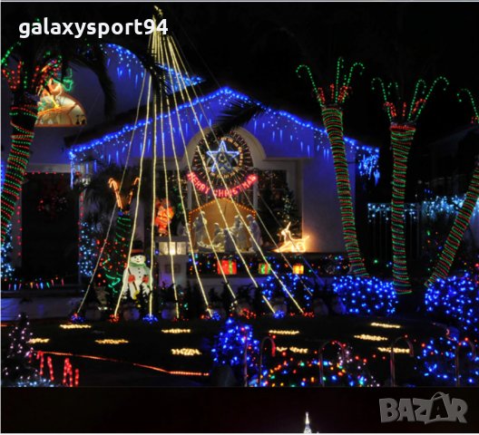 LED Коледна Украса за къщи външно вътрешно: Завеси/висулки/фиг/макруч, снимка 1 - Лед осветление - 30483827