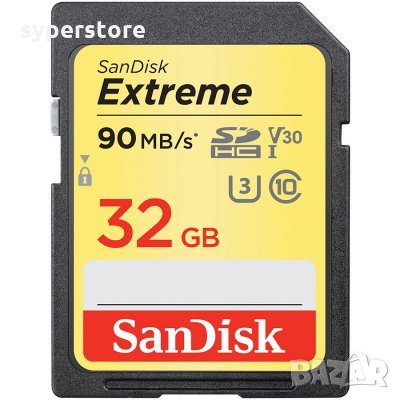ФЛАШ КАРТА 32GB SANDISK SDSDXVE-032G-GNCIN, Extreme SDHC 32GB - 90MB/s V30 UHS-I U3