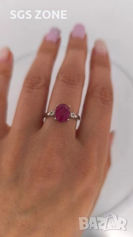 СРЕБЪРЕН ПРЪСТЕН СЪС САПФИР ИЛИ РУБИН , снимка 2 - Пръстени - 51168133