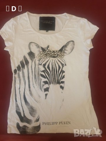  Philipp plein блузка с блестящи камъни- М, снимка 2 - Тениски - 33783849