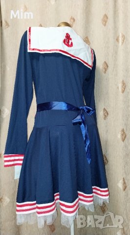 L Тъмно син моряшки дамски костьом/ рокля /, снимка 6 - Рокли - 42859035