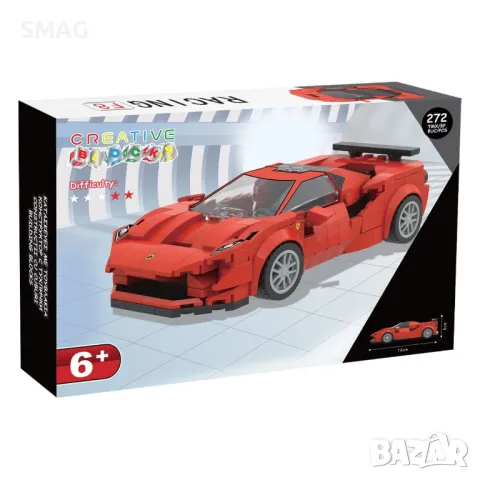 Комплект пластмасови части  Червени блокове за състезателна кола (272 части) S_1241644, снимка 8 - Конструктори - 49269330