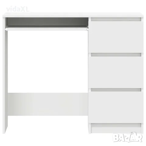 vidaXL Бюро, бяло, 90x45x76 см, инженерно дърво, снимка 6 - Бюра - 56147772