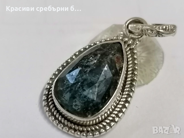 Сребърна висулка с Кианит , снимка 2 - Колиета, медальони, синджири - 53072787