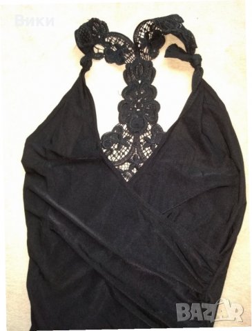 Еластична черна къса рокля с дантелен гръб , снимка 5 - Рокли - 29247871