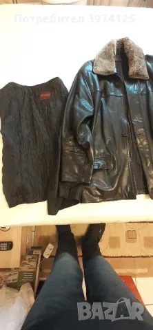 Мъжка кожена шуба XL(54-56)със сваляема  допълнителна подплата и яка .Почти нова.    , снимка 2 - Тениски - 48259551