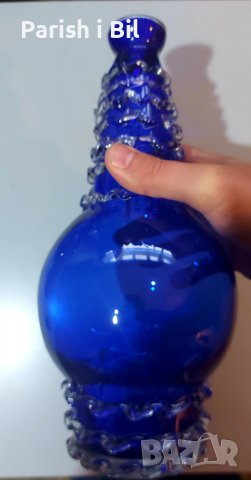 Синя стъклена ваза, снимка 7 - Вази - 38875151