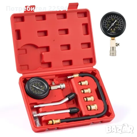 Комплект измервател компресия Orion Motor Tech 8ч до 20 bar с манометър M10/M12/M14/M18 – комплект