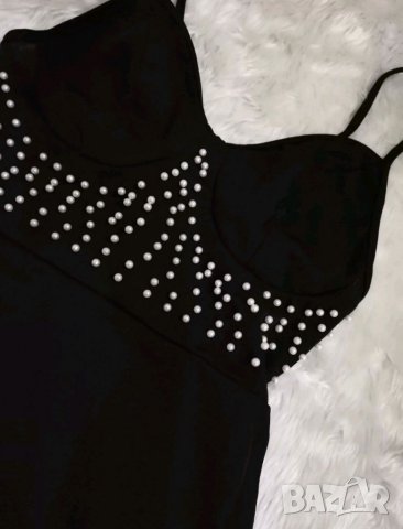 ПОСЛЕДНА С! Черна къса рокля с перли Avin Alessa Cliche, снимка 5 - Рокли - 27666132