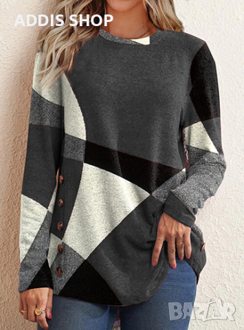 Дамска преходна блуза с геометричен модел, 5цвята , снимка 4 - Блузи с дълъг ръкав и пуловери - 44559855