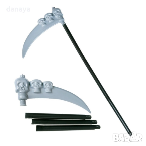 6061 Halloween жезъл коса с черепи, 1 метър