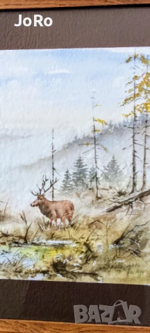 "Горско утро" прекрасен акварел , снимка 2 - Картини - 50558067