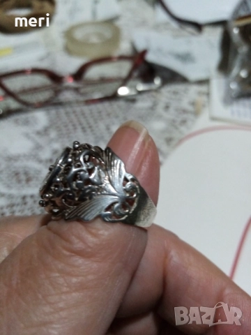  Арт деко сребърен пръстен, снимка 3 - Пръстени - 52418367