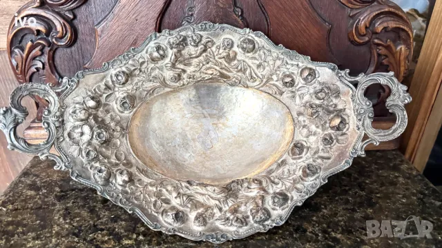 Антикварна сребърна купа, 570 грама проба 925, снимка 5 - Антикварни и старинни предмети - 50114130