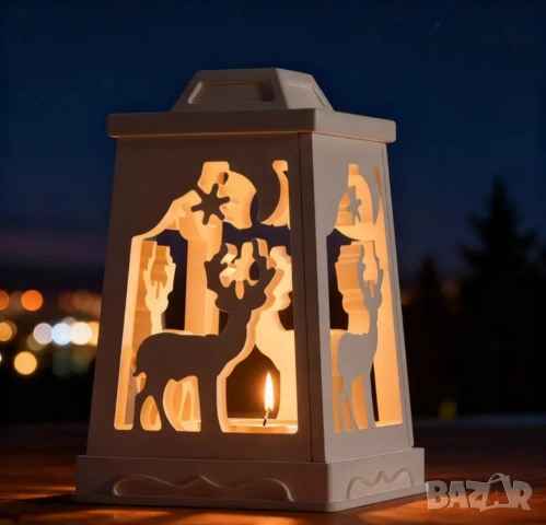 Молд коледен фенер с елен 3 части, снимка 3 - Форми - 52072775