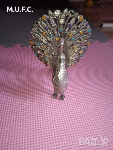 Посребрен Паун Ар Деко 1930-40, снимка 10 - Антикварни и старинни предмети - 52591586