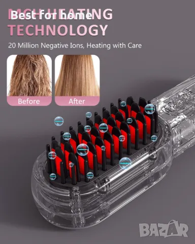 Безжична акумулаторна четка за брада и коса MEKK YX838, снимка 6 - Преси за коса - 48455655