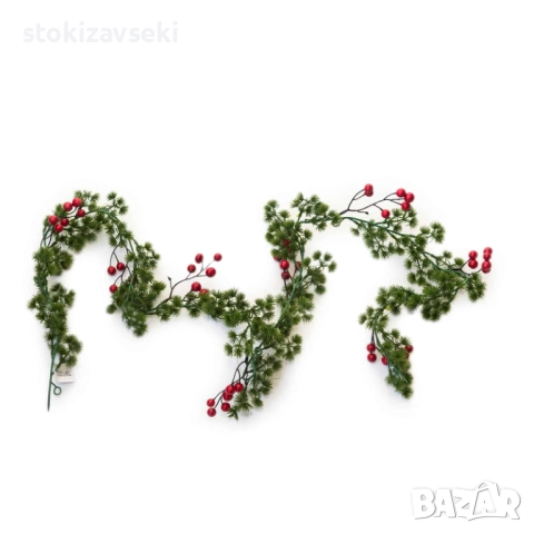 Гирлянда – бор с червени плодове, 180см, снимка 2 - Други - 52344837