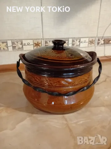ГЛИНЕНО ГЮВЕЧЕ С КАПАК И ДРЪЖКА , снимка 15 - Съдове за готвене - 56040281