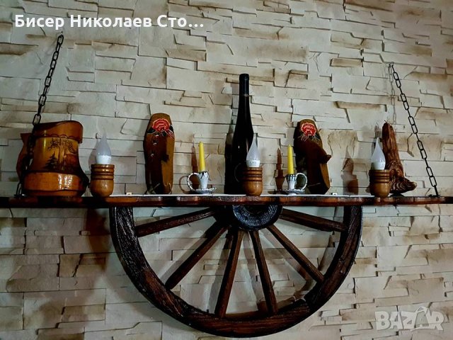 Рафт-етажерка за вино от колело на каруца!, снимка 10 - Декорация за дома - 20488978