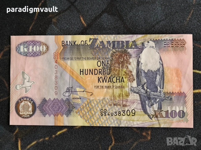 Банкнота - Замбия - 100 квача | 2008г.