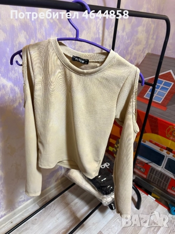 Блузка в бежаво и черно 